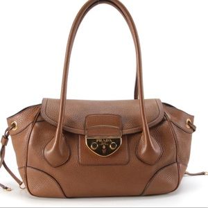 Prada Satchel Vitello Daino Brown Leather